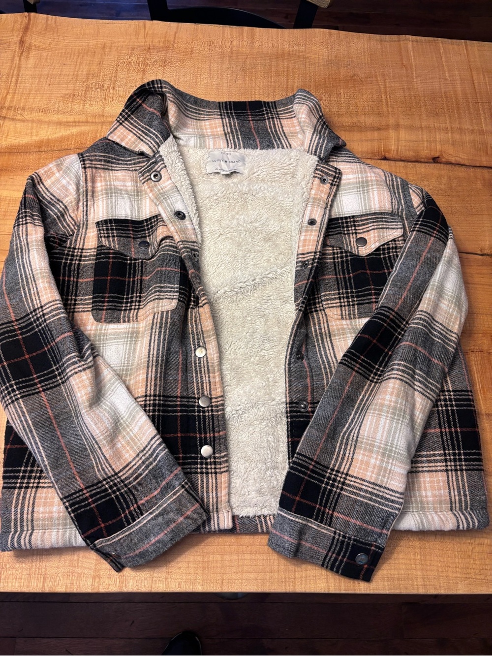 Lucky Brand Sherpa-Lined Plaid Jacket